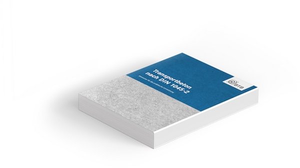 Weißes Buch mit blauem Cover und grauer Betonstruktur, Titel „Tragwerksarbeiten nach DIN 1045-2“